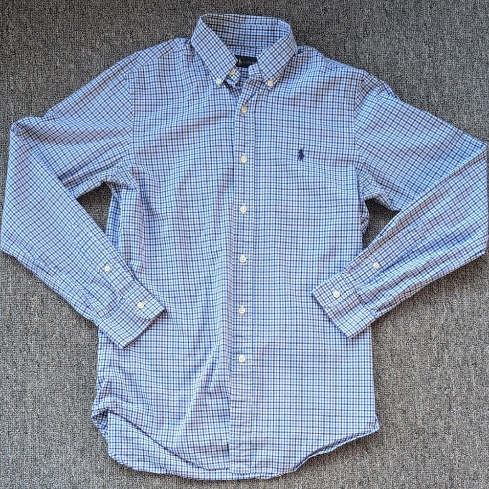 Ralph Lauren Blue Checkered Casual Button Down Shirt